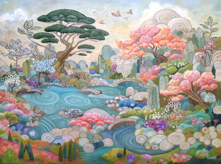 Big Calm, original landscape oil painting by Angeles M Pomata